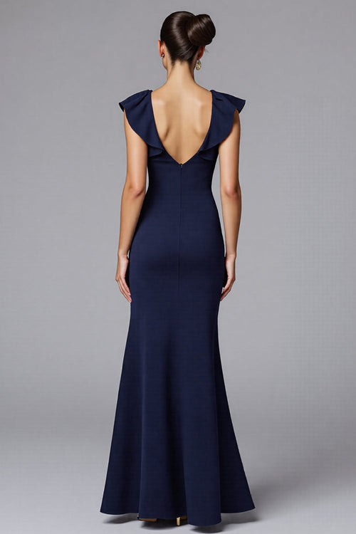 Navy Mermaid Long Formal Dress