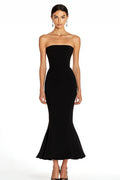 Mermaid Strapless Midi Black Tie Dress