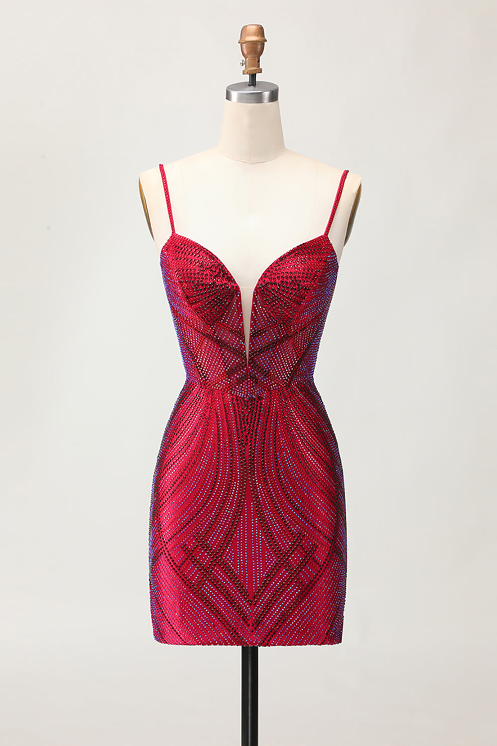 Royal Blue Spaghetti Straps Beaded Bodycon Homecoming Dress