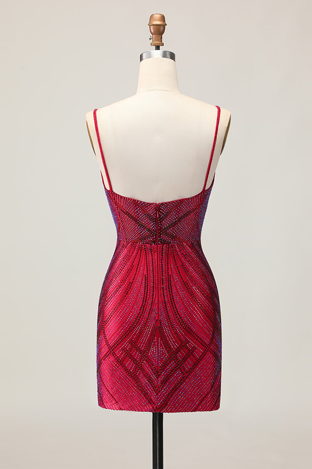 Royal Blue Spaghetti Straps Beaded Bodycon Homecoming Dress