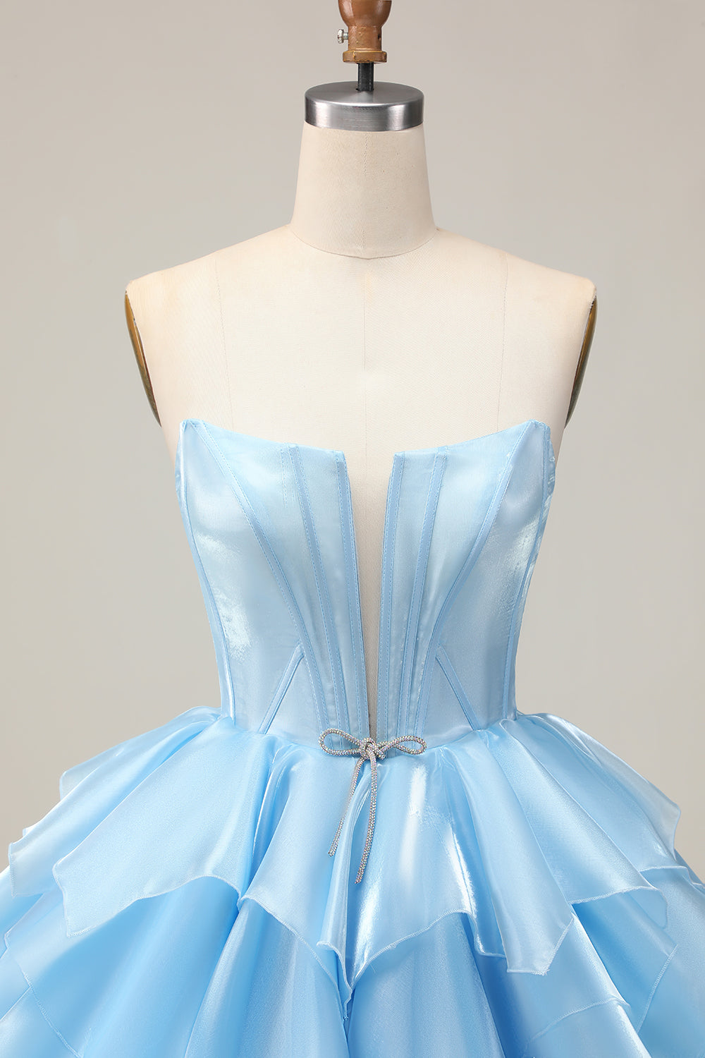 Corset A Line Tiered Strapless Pink Homecoming Dress with Lace Up Back