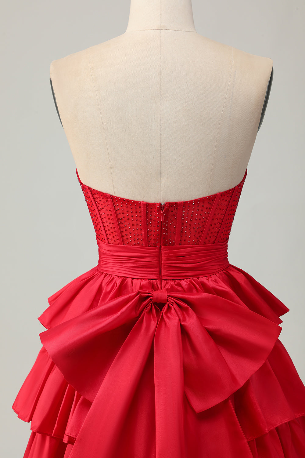 Corset Green A Line Tiered Beaded Strapless Homecoming Dress with Bow