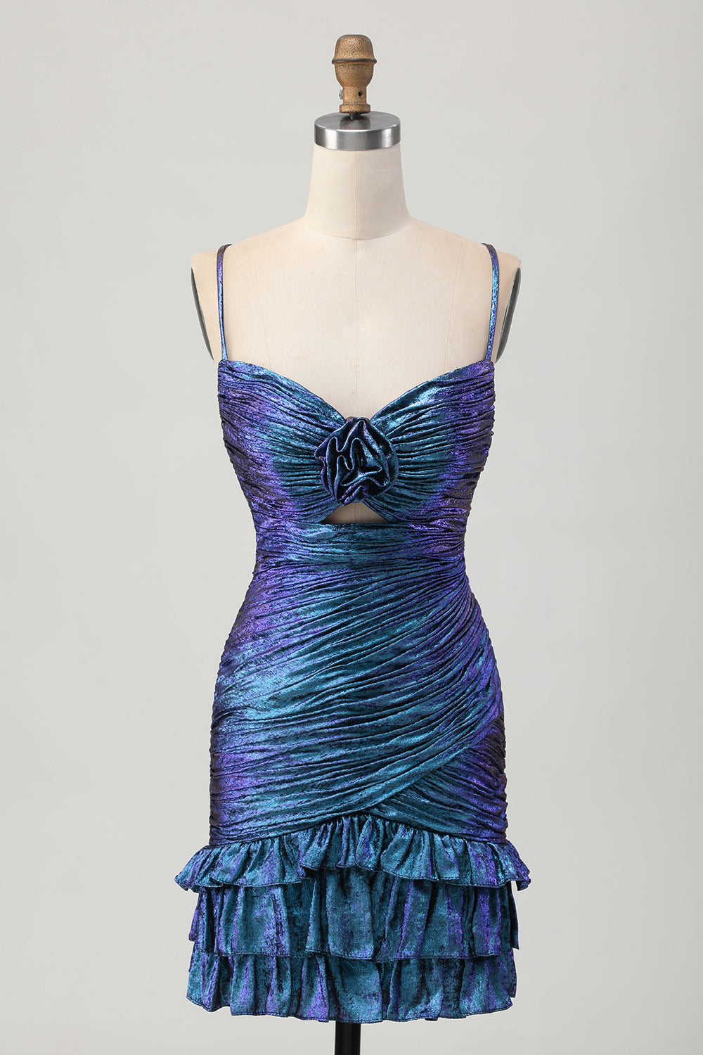 Dark Blue Bodycon Ruched Cut-Out Homecoming Dress