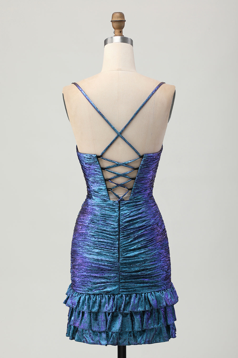 Dark Blue Bodycon Ruched Cut-Out Homecoming Dress