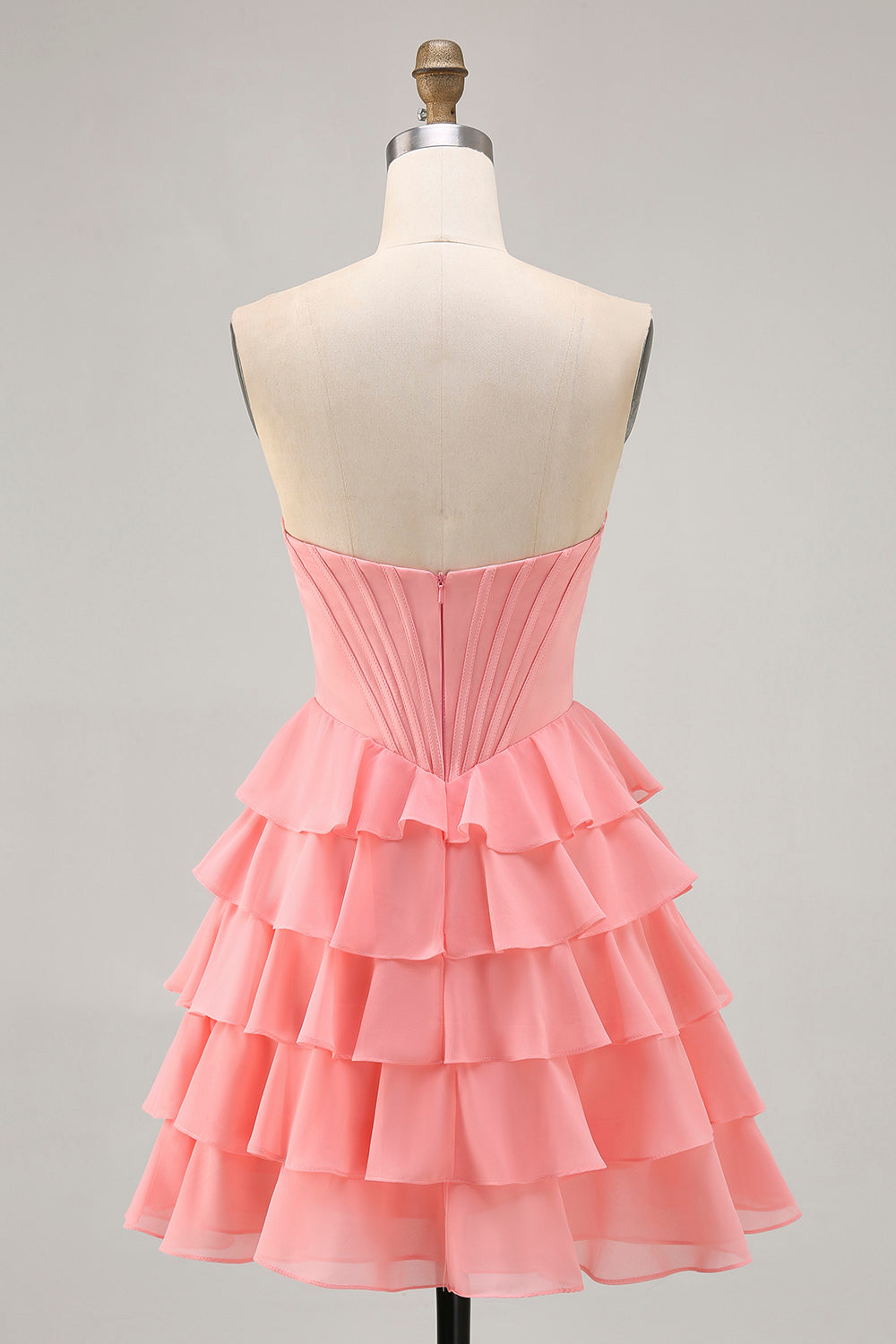 Purple Corset Tiered Ruffle Strapless A-Line Homecoming Dress