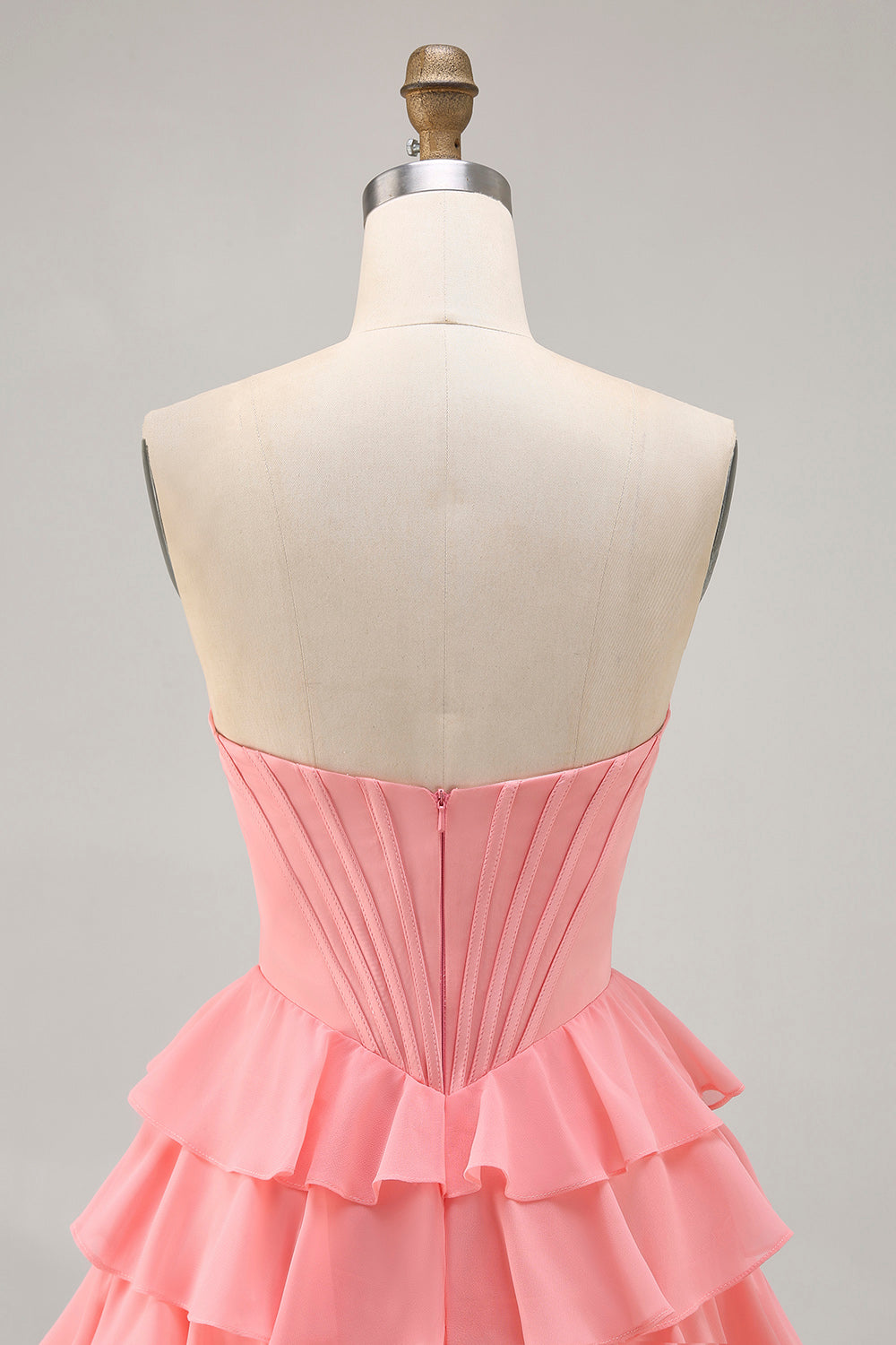 Purple Corset Tiered Ruffle Strapless A-Line Homecoming Dress