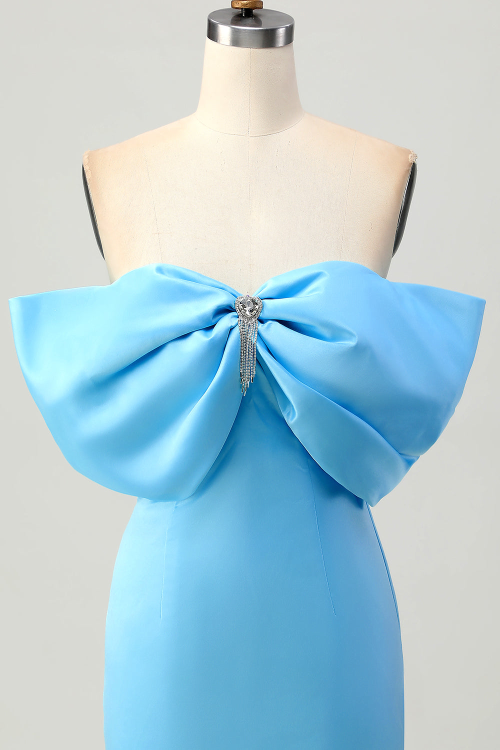 Tight Strapless Blue Homecoming Dress with Lace-up Back