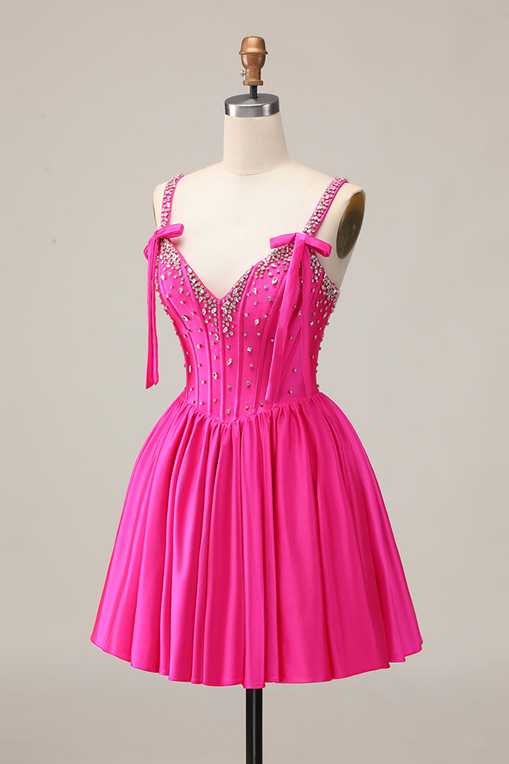 Satin Blue Corset A Line Homecoming Dress with Beading