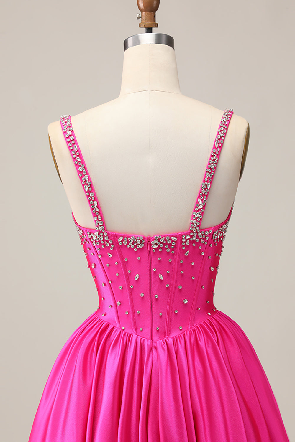 Satin Blue Corset A Line Homecoming Dress with Beading