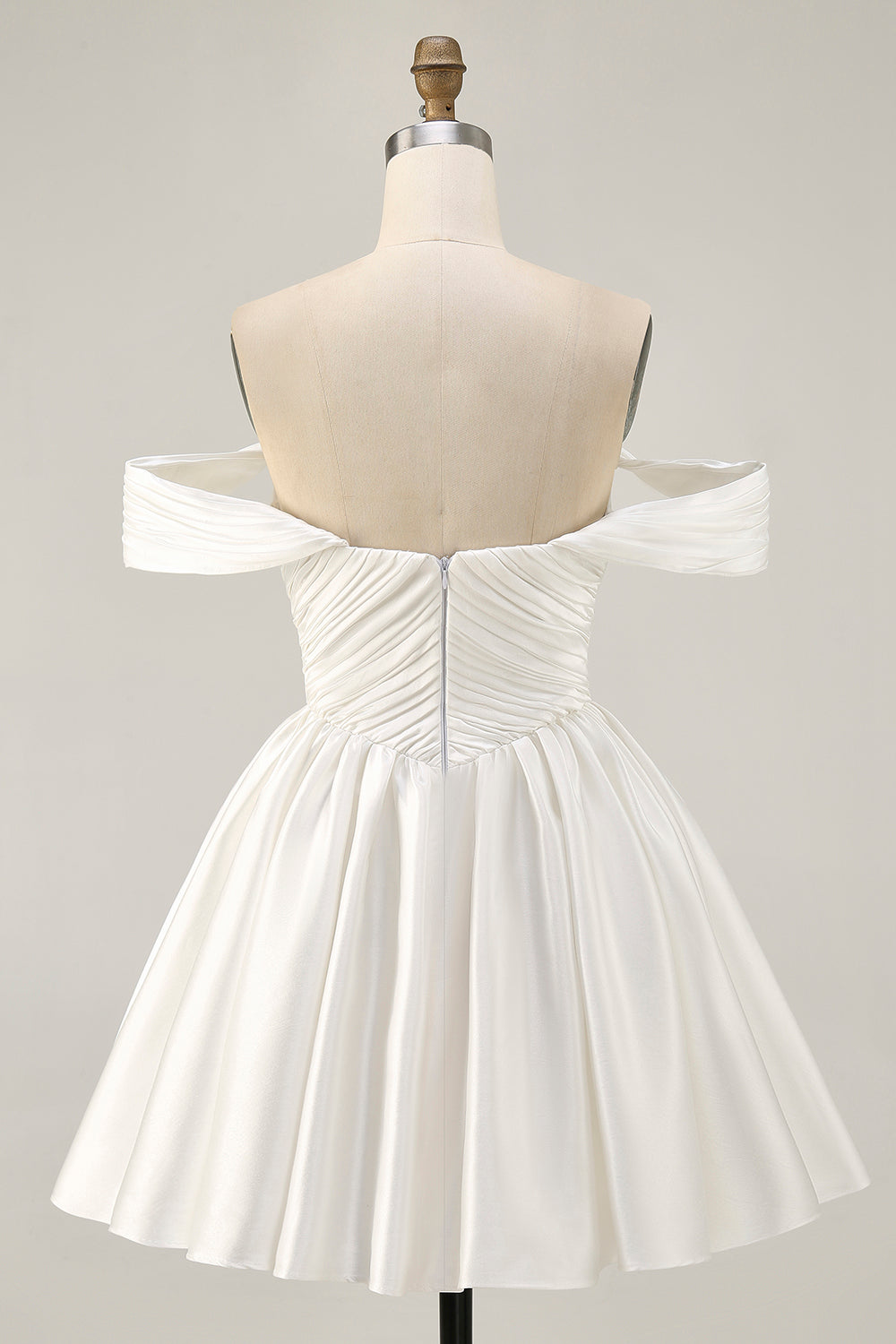Off The Shoulder A Line Ruched White Homecoming Dress