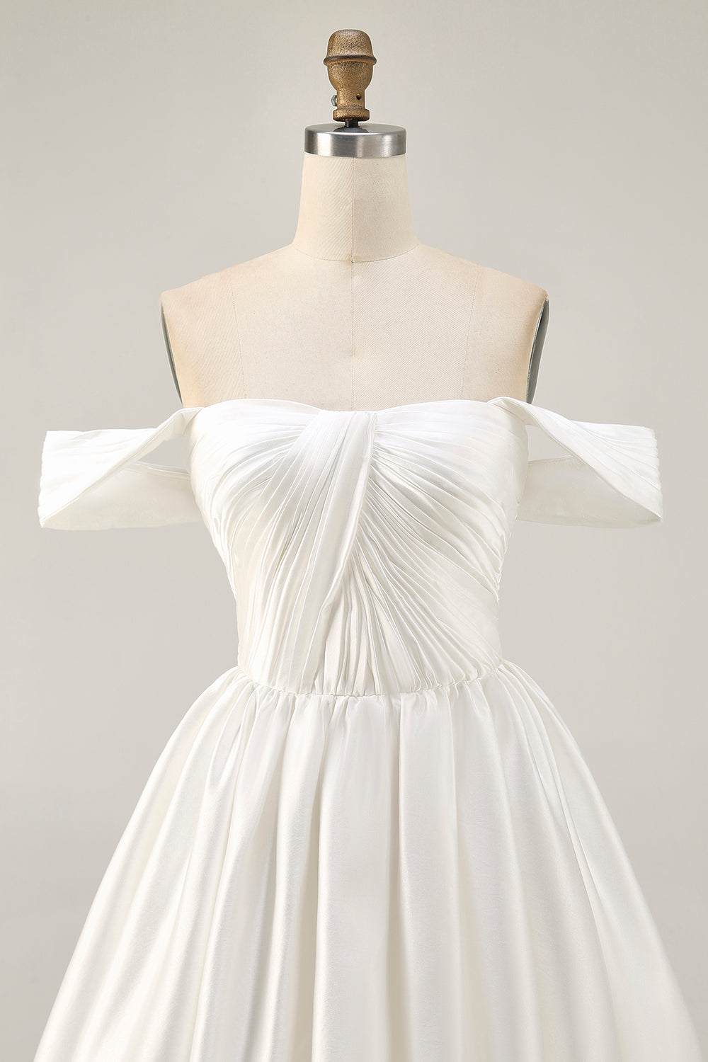 Off The Shoulder A Line Ruched White Homecoming Dress