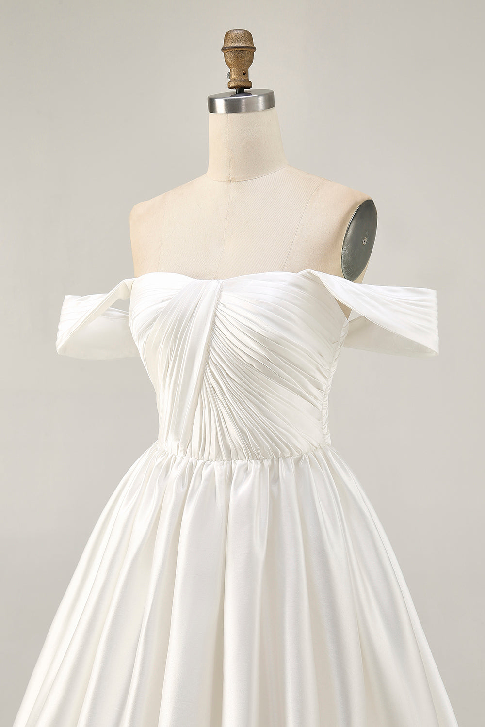 Off The Shoulder A Line Ruched White Homecoming Dress