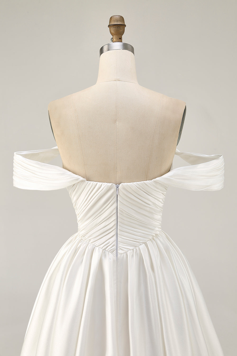 Off The Shoulder A Line Ruched White Homecoming Dress