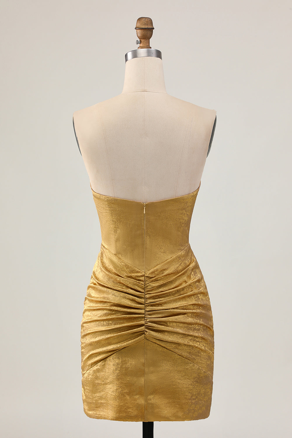 Golden Bodycon Strapless Homecoming Dress With Appliques