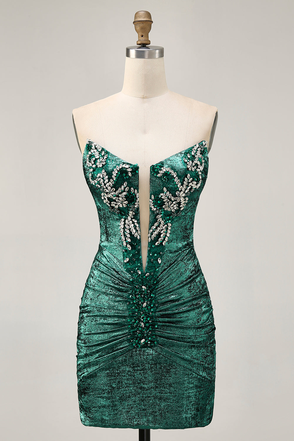 Golden Bodycon Strapless Homecoming Dress With Appliques