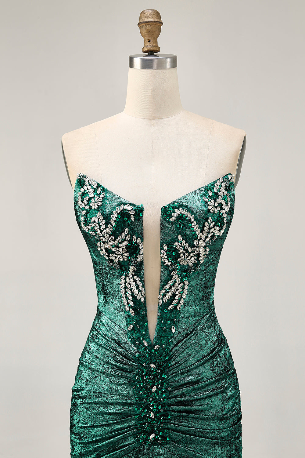 Wine Strapless Ruched Bodycon Homecoming Dress with Rhinestones