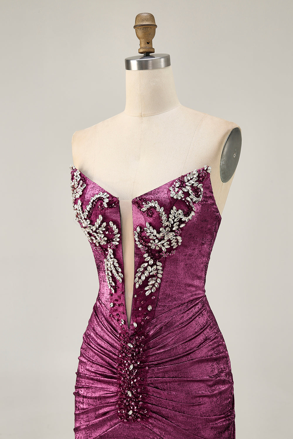 Golden Bodycon Strapless Homecoming Dress With Appliques