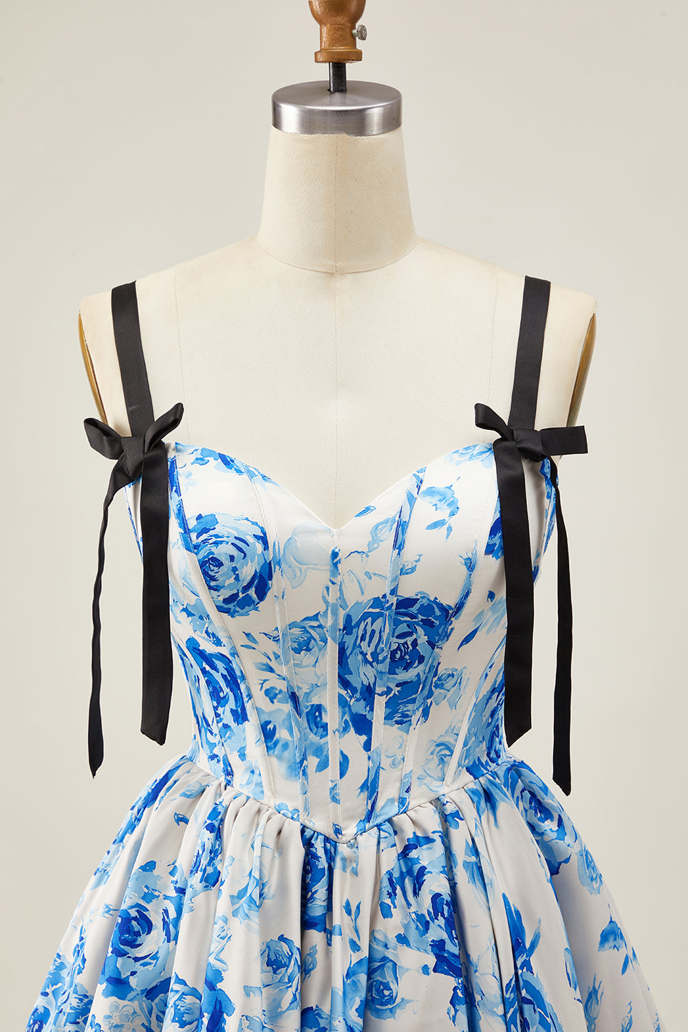 Corset A-Line White Fuchsia Flower Homecoming Dress With Bow