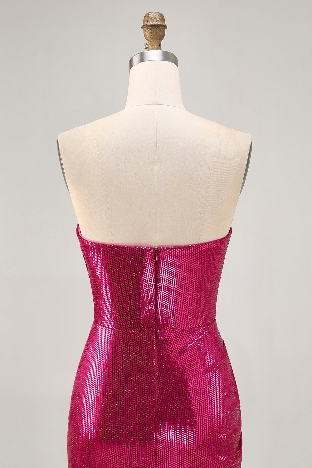 Coffee Strapless Ruched Sequined Bodycon Homecoming Dress