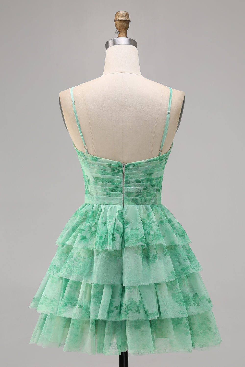 Floral Halter A-Line Cut Out White Blue Homecoming Dress