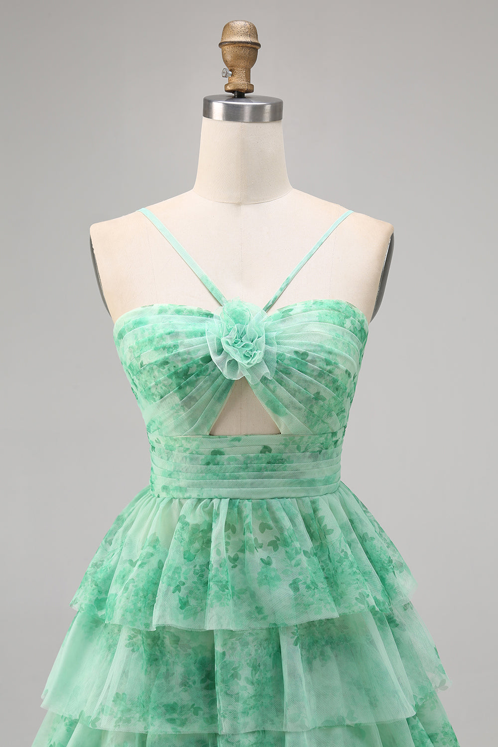Purple A-Line Tiered Cut Out Floral Short Homecoming Dress