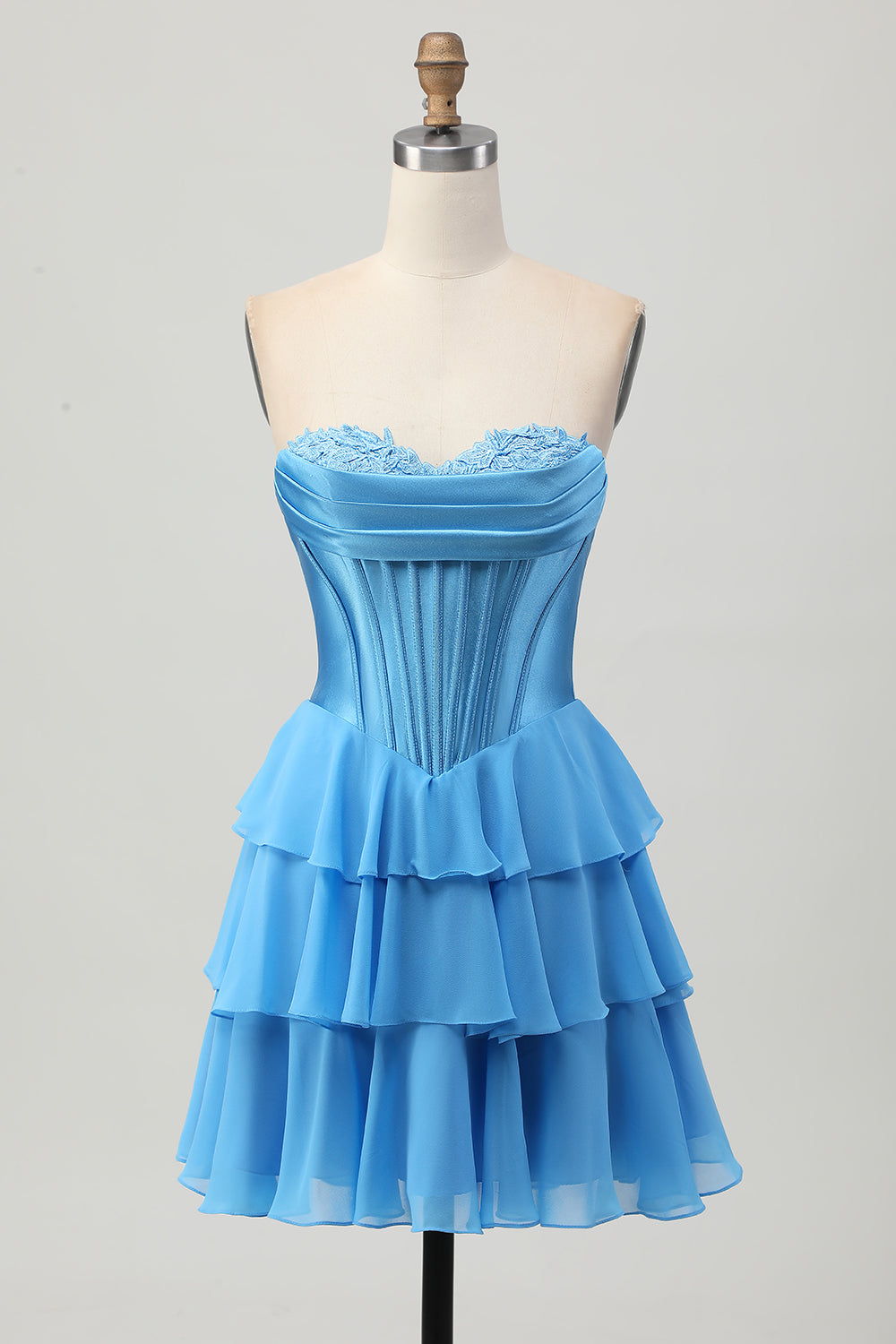 Blue Sweetheart A-Line Corset Homecoming Dress