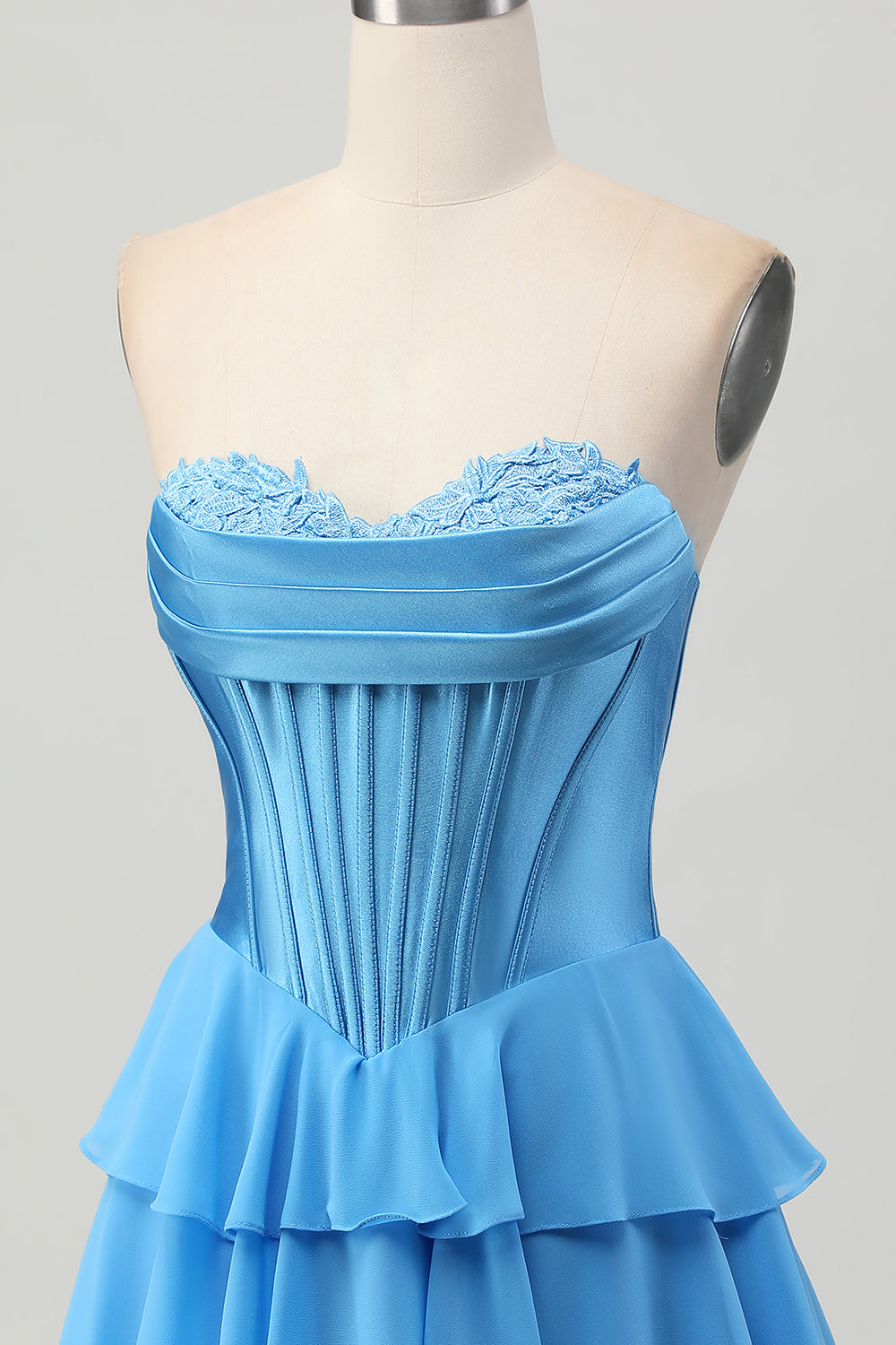 Strapless Corset A Line Tiered Yellow Homecoming Dress
