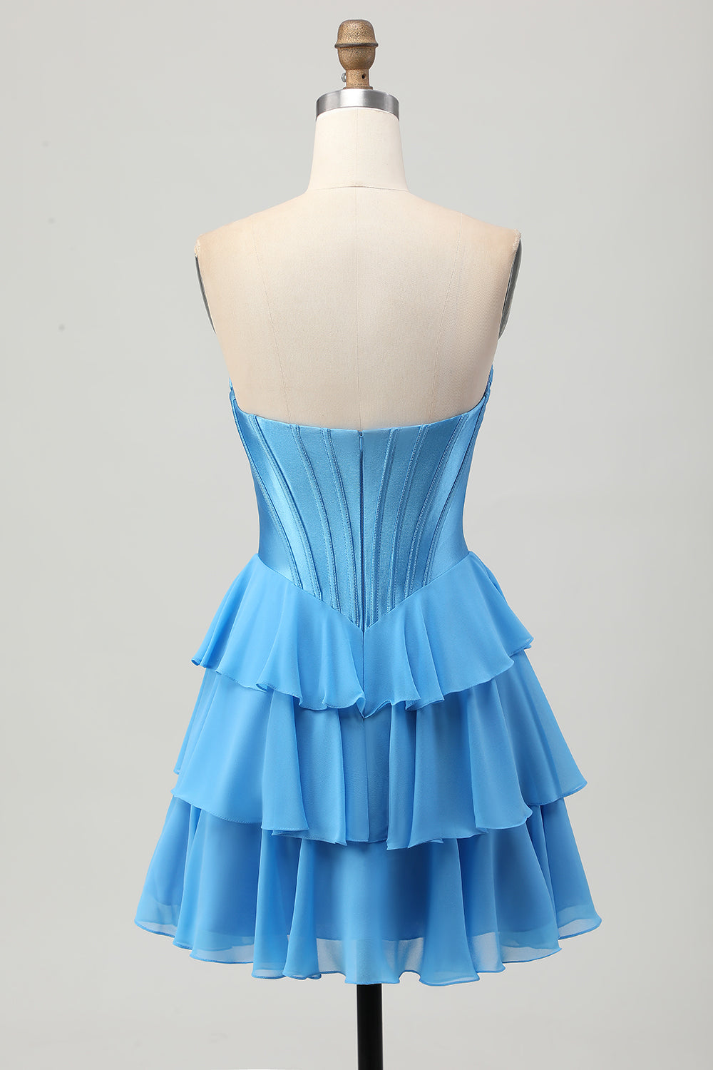Strapless Corset A Line Tiered Yellow Homecoming Dress