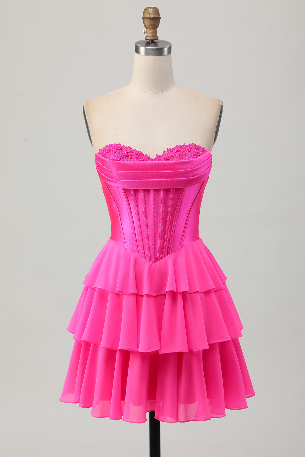 Fuchsia Strapless A-Line Corset Homecoming Dress