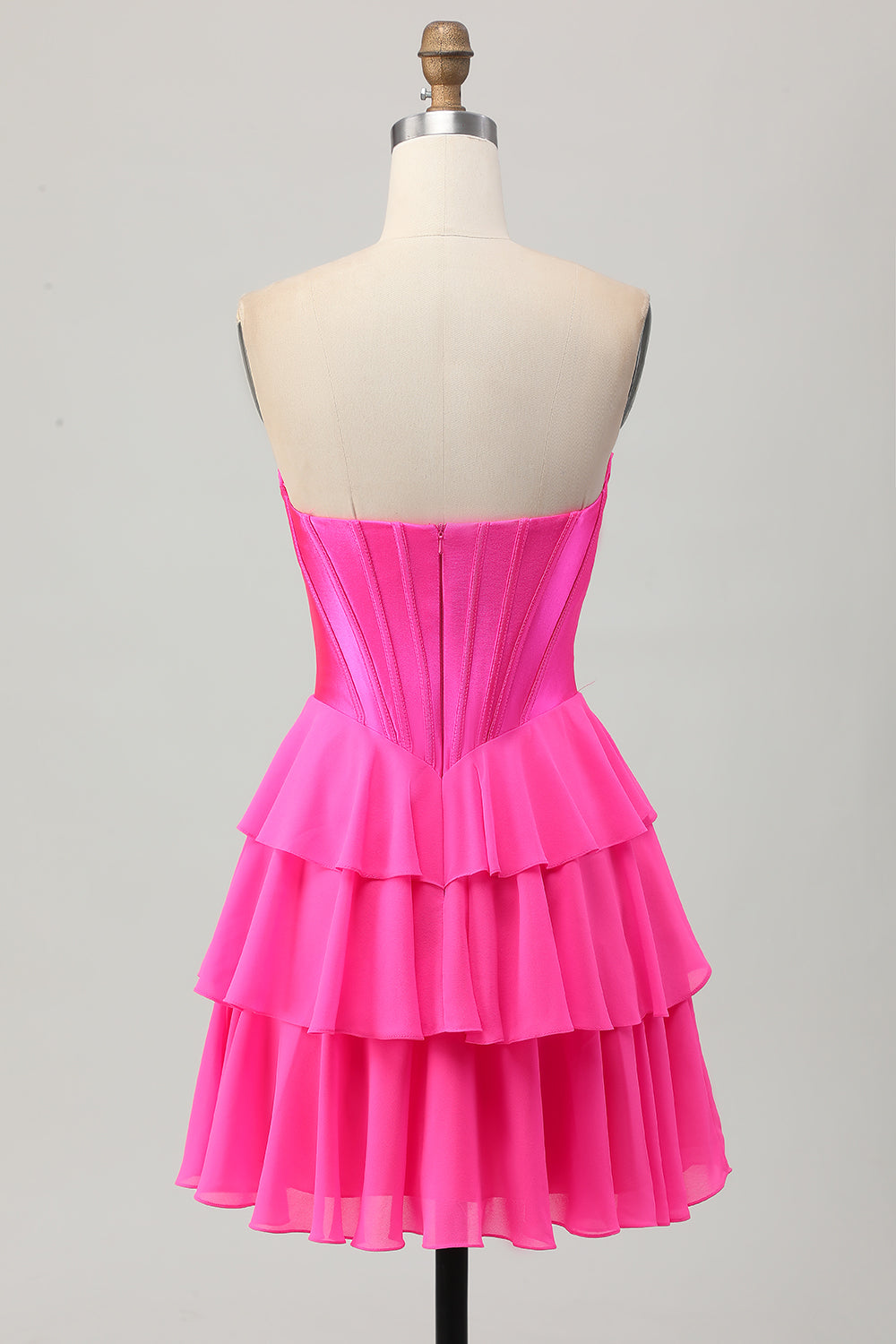 Blue Corset Strapless Tiered A Line Homecoming Dress