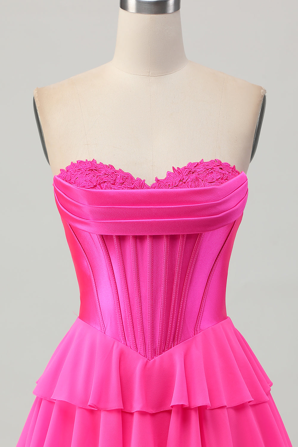 Blue Corset Strapless Tiered A Line Homecoming Dress