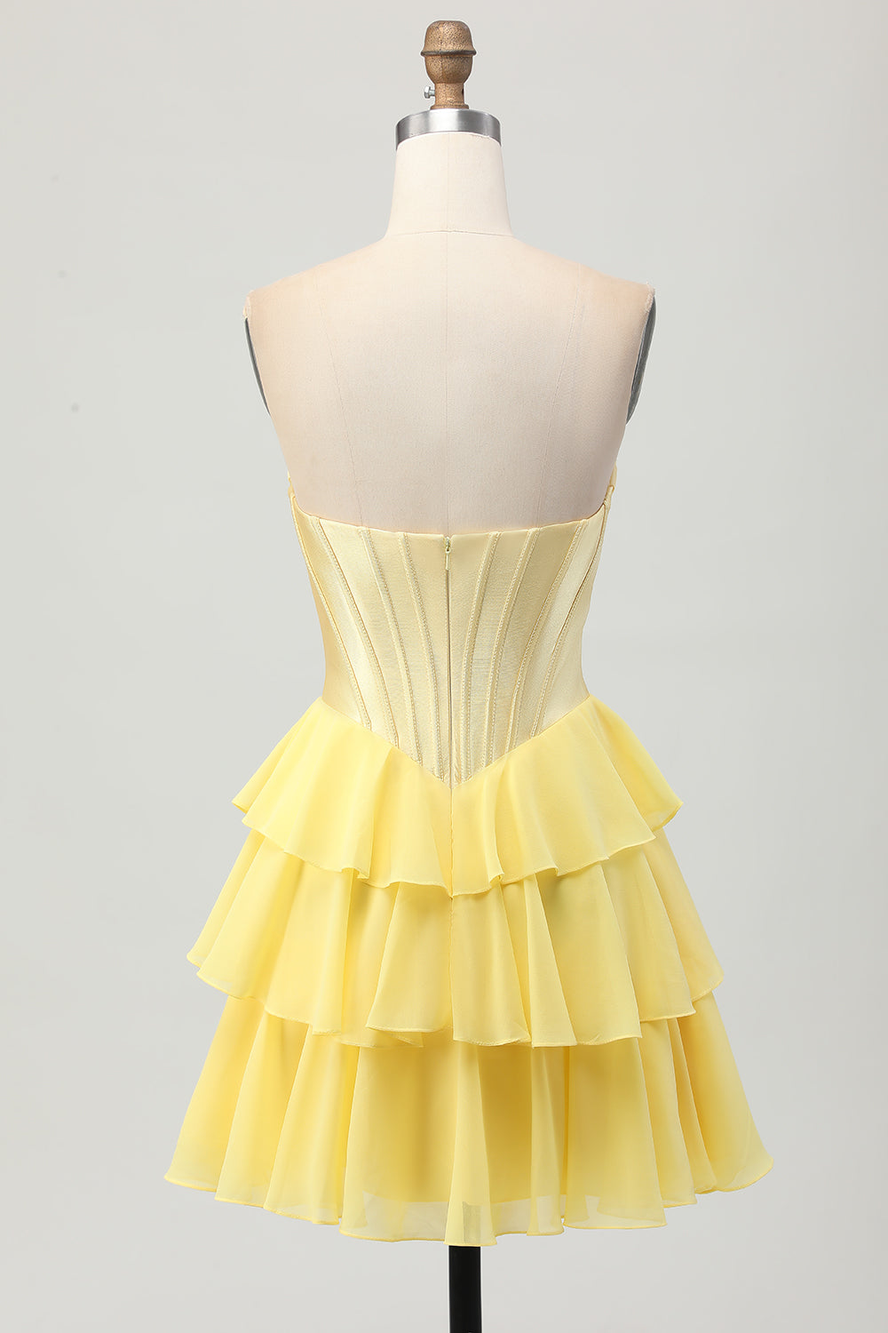Fuchsia Corset Tiered A Line Strapless Homecoming Dress