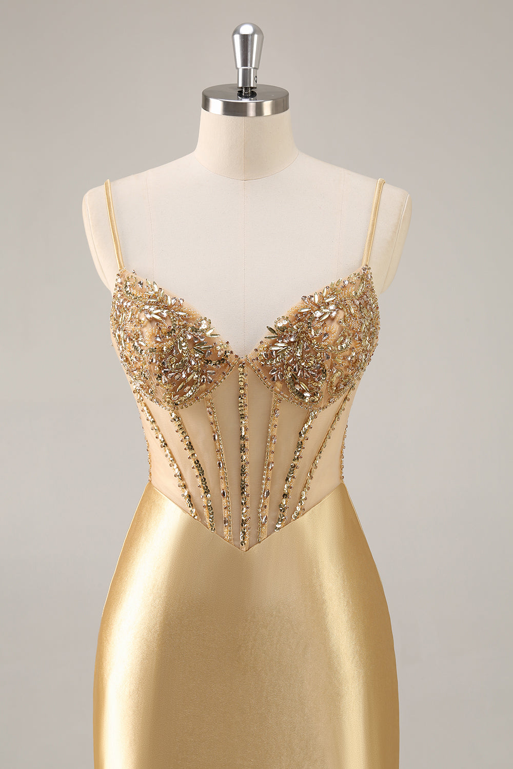 Golden Corset Tight Homecoming Dress with Beading