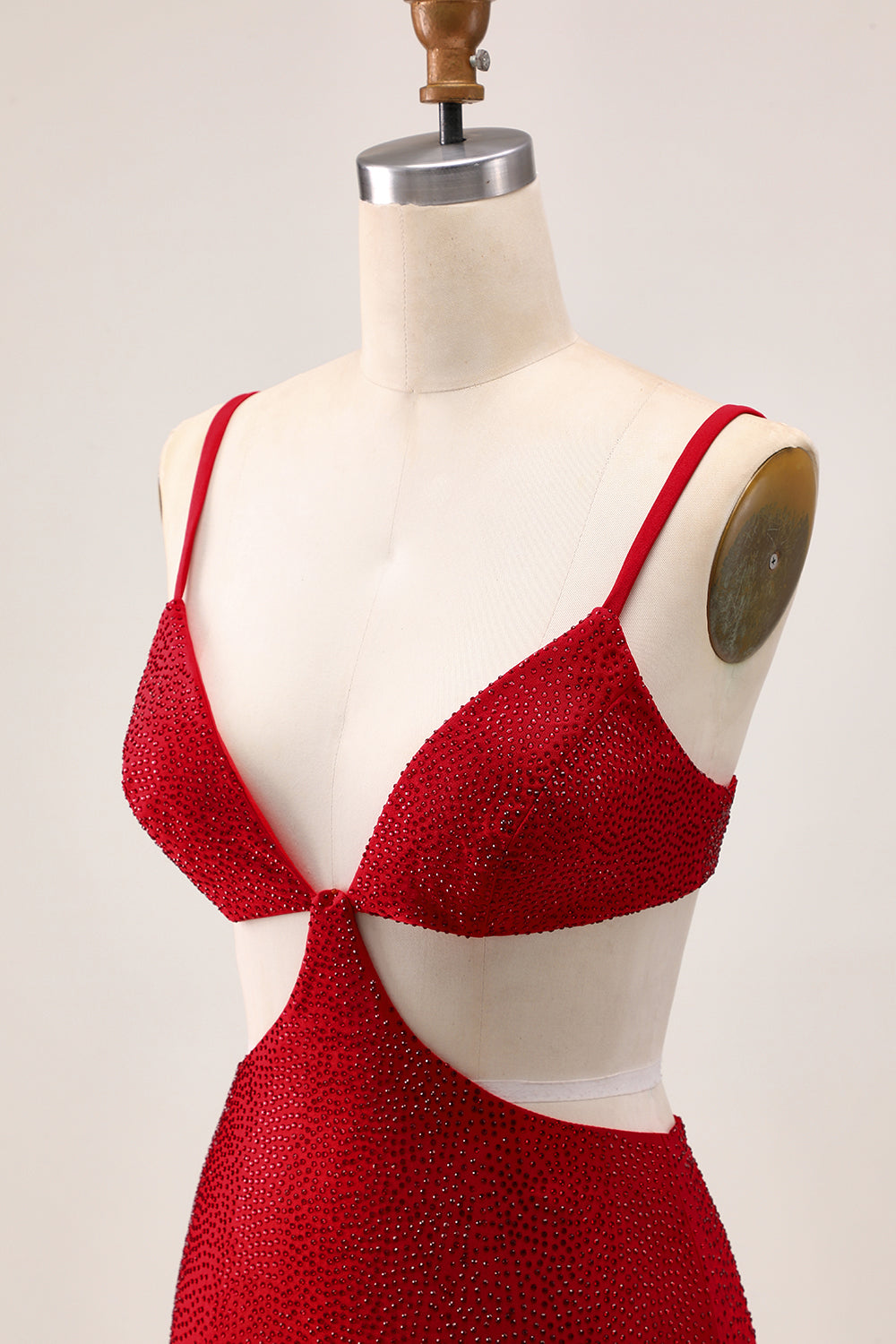 Stylish Beaded Cut-Out Bodycon Red Homecoming Dress