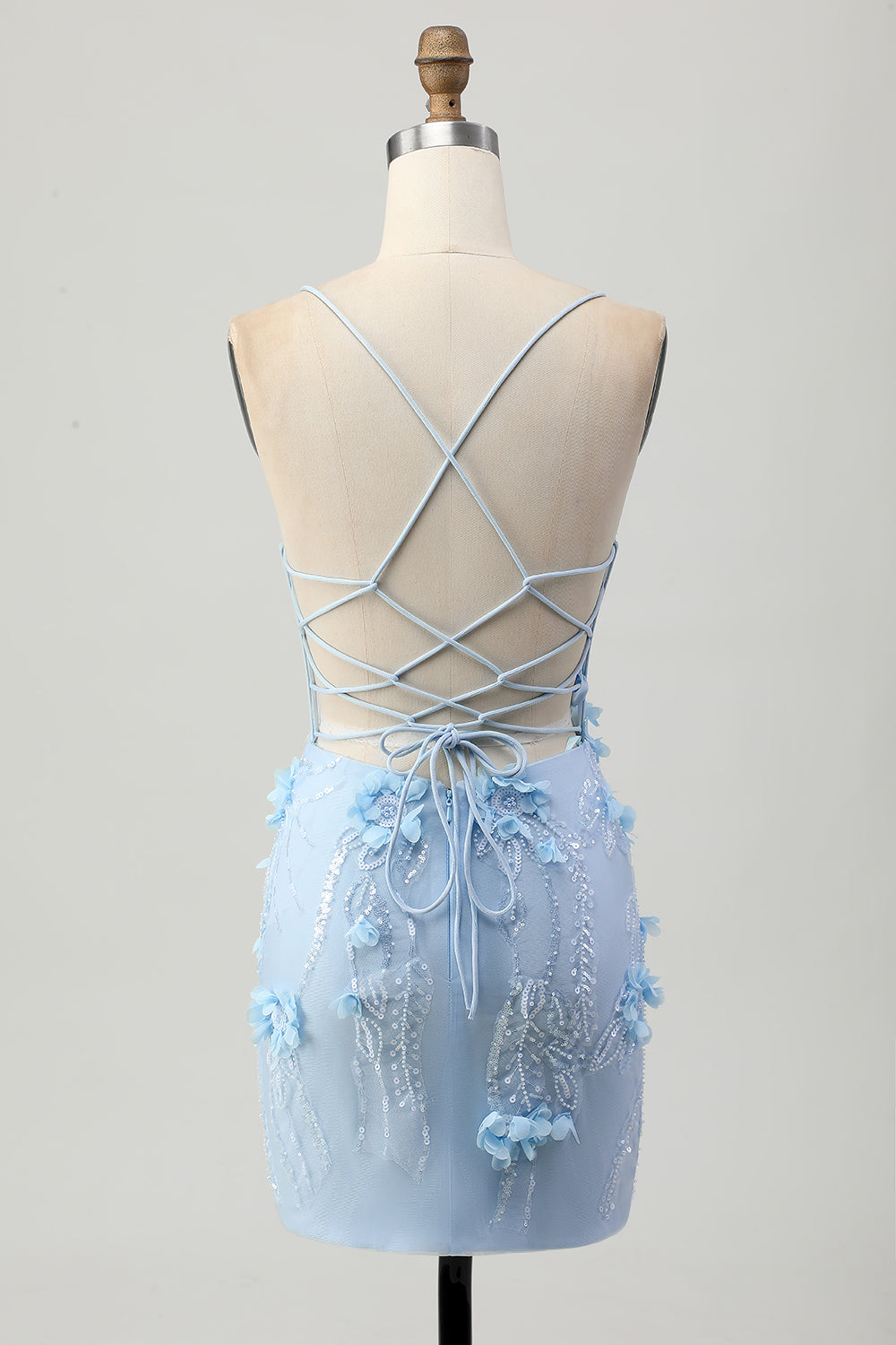 Blue Corset Appliqued Tight Homecoming Dress