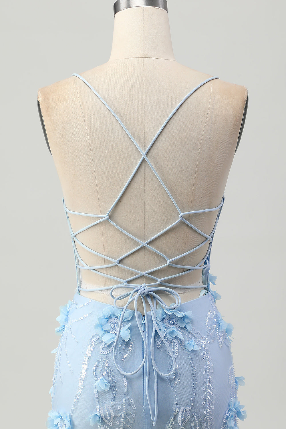 Blush Bodycon Corset Sequin Homecoming Dress with 3D Flowers