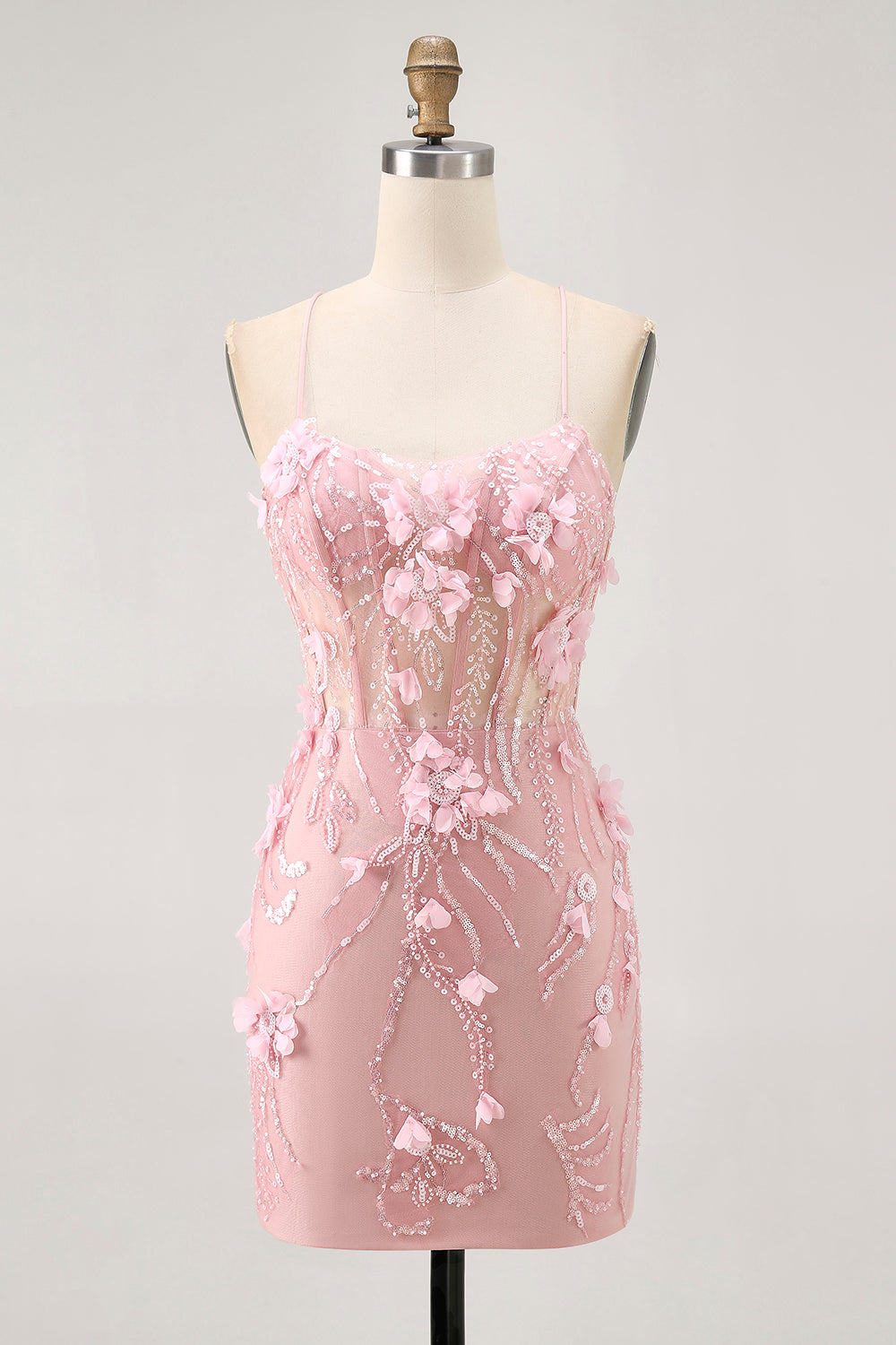 Blue Corset Appliqued Tight Homecoming Dress