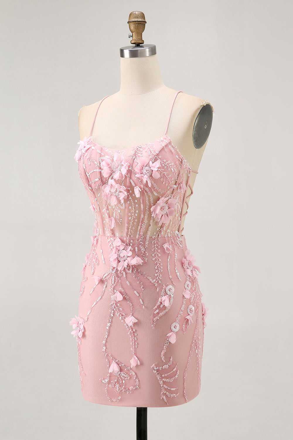 Blue Corset Appliqued Tight Homecoming Dress
