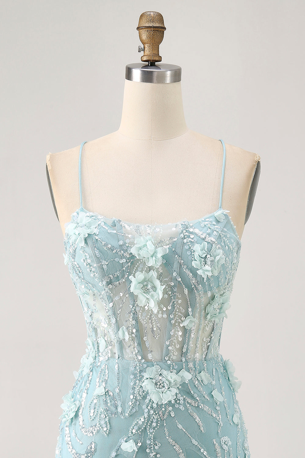 Blush Bodycon Corset Sequin Homecoming Dress with 3D Flowers