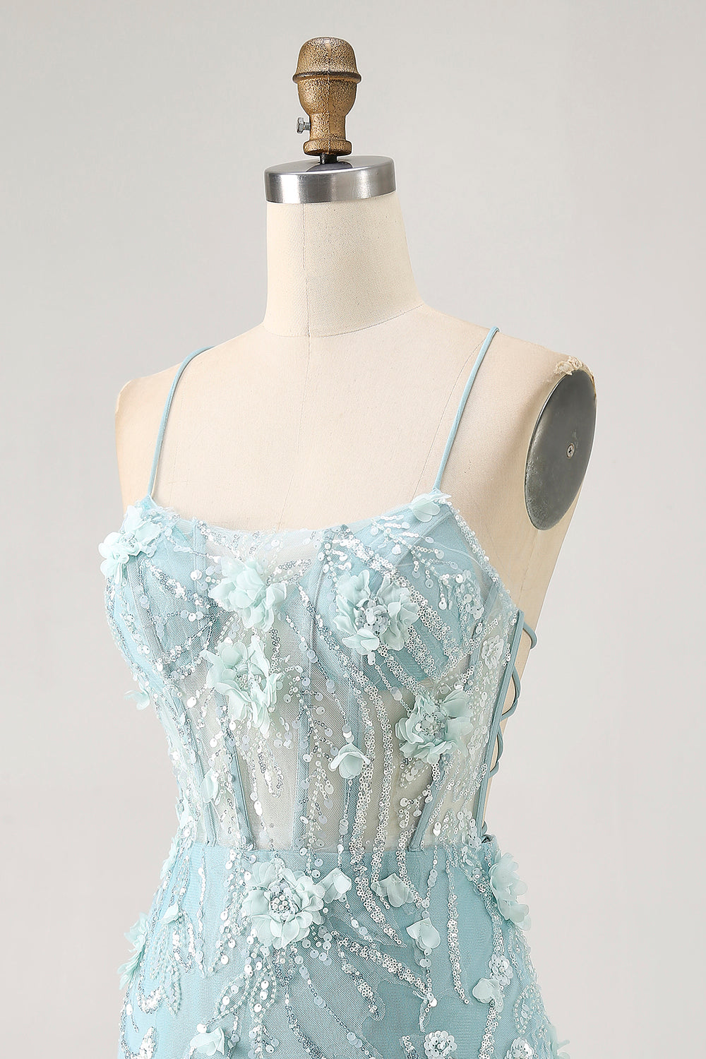 Blue Corset Appliqued Tight Homecoming Dress