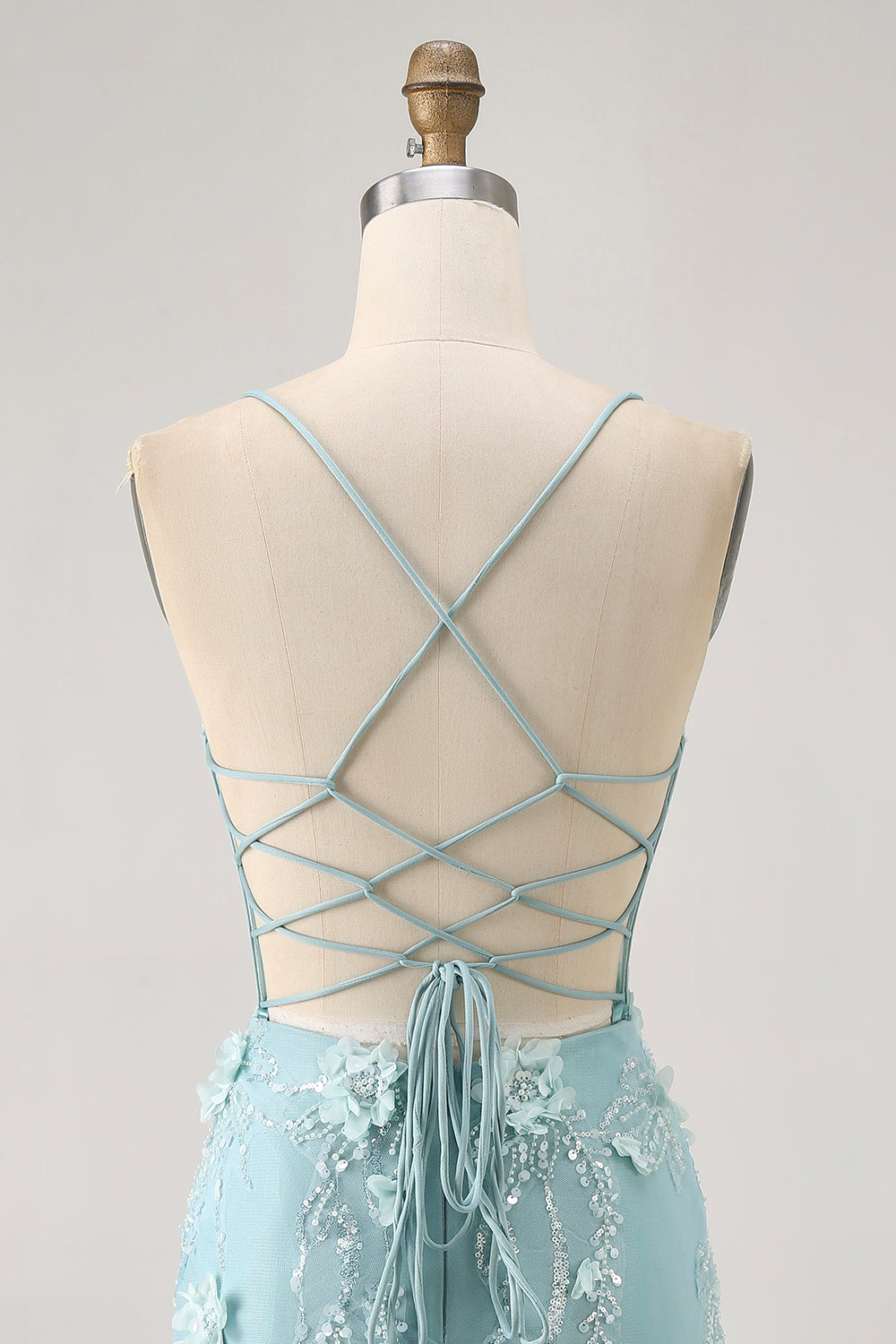Blue Corset Appliqued Tight Homecoming Dress