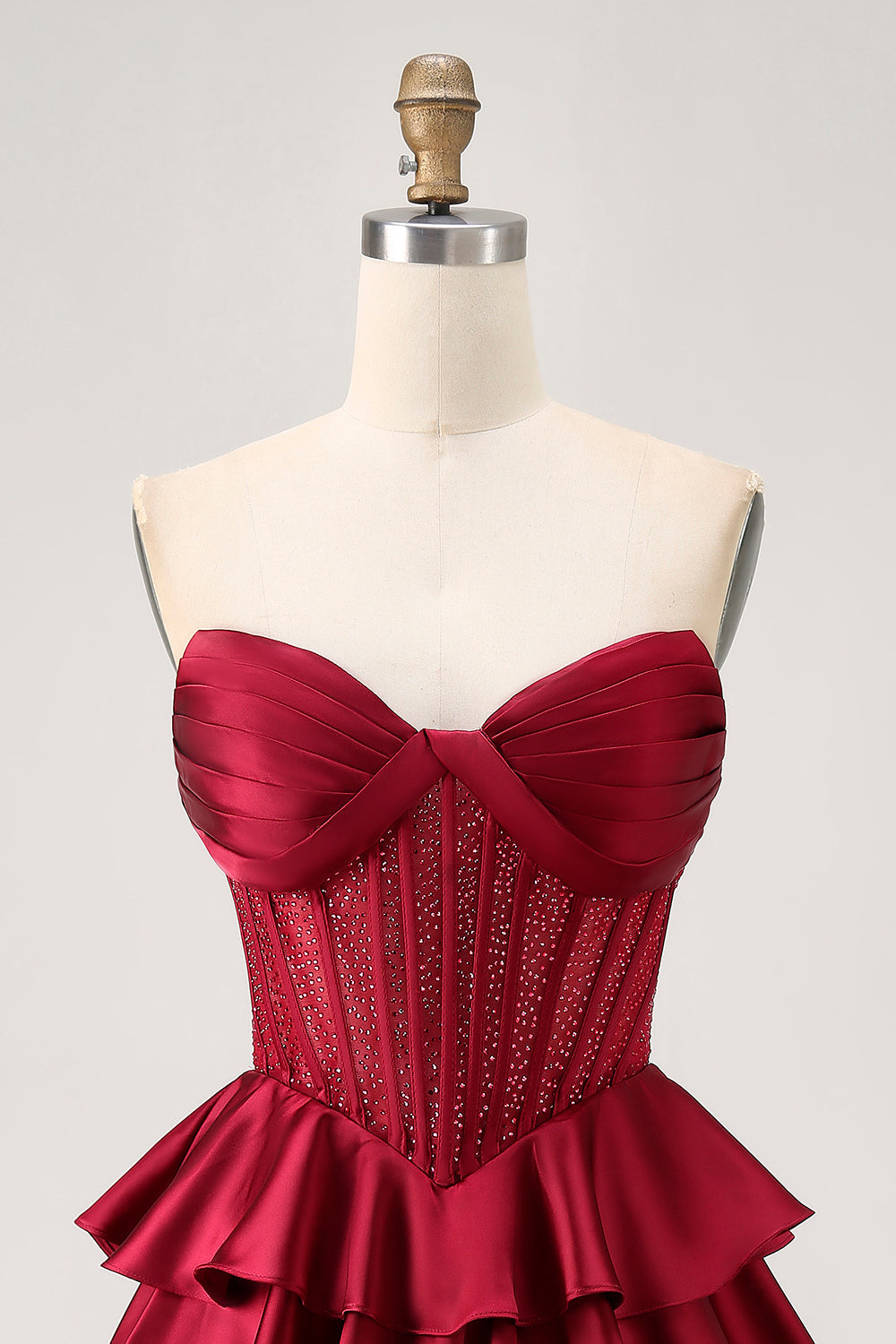 Dark Green A Line Beaded Strapless Corset Homecoming Dress
