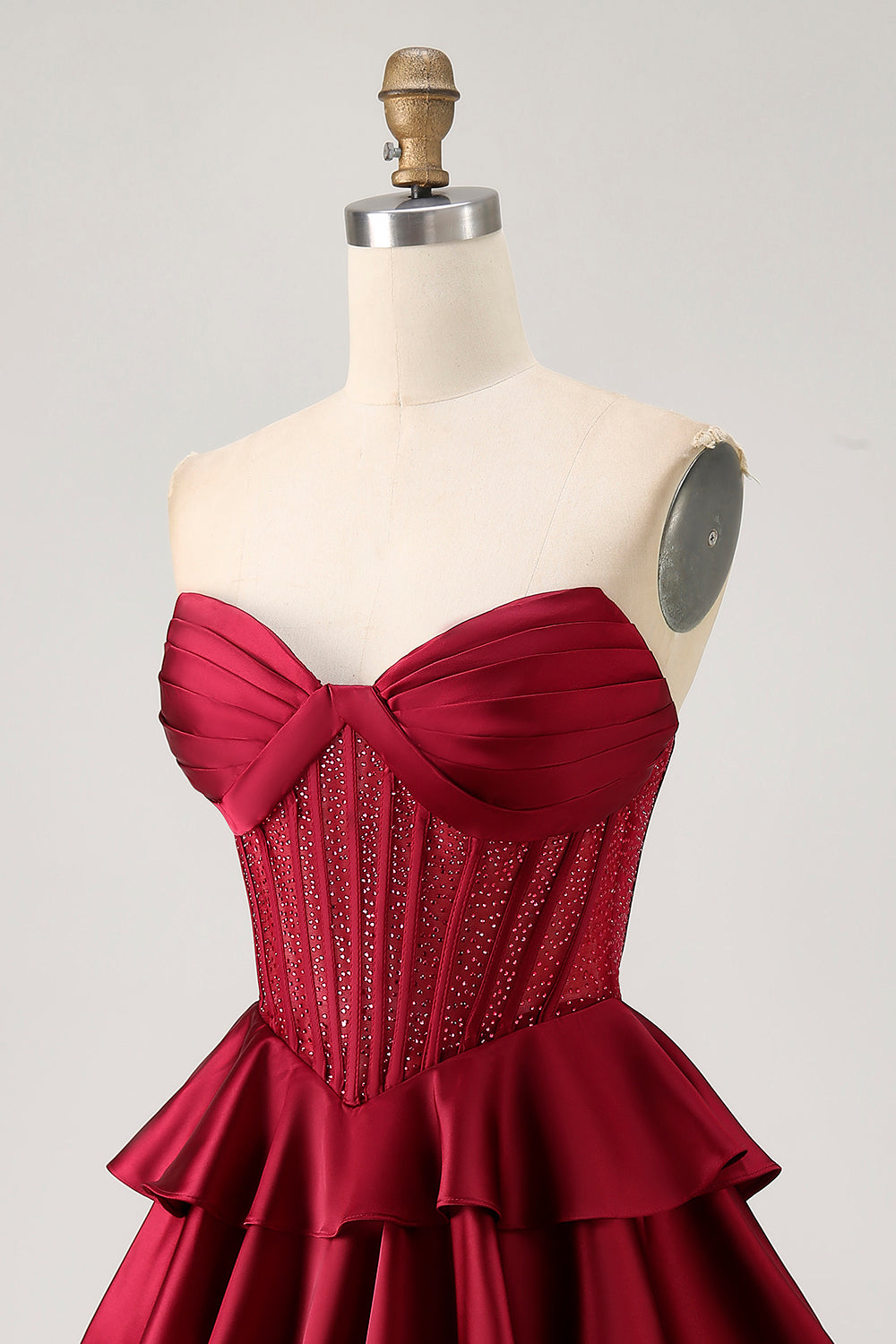 Green Tiered Corset A-Line Strapless Homecoming Dress with Beading