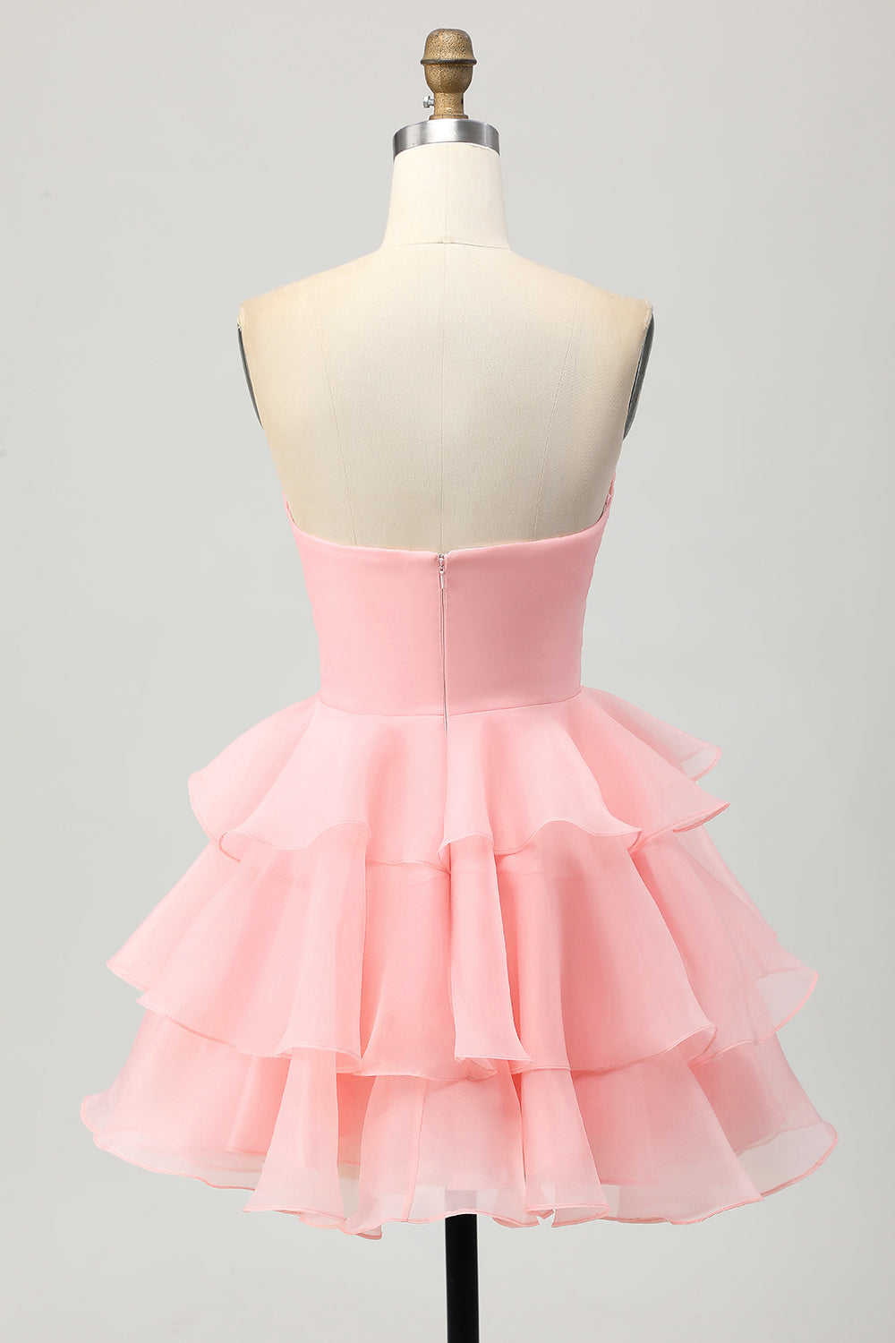 Strapless A-Line Cut Out Tiered Green Homecoming Dress