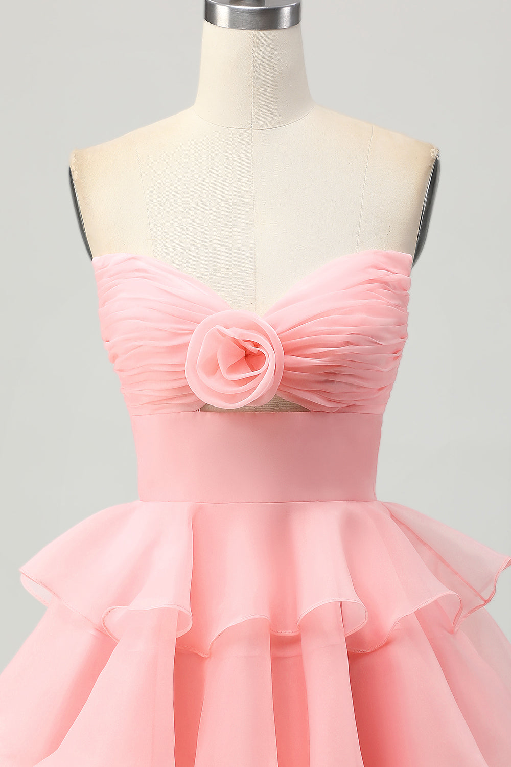 Strapless A-Line Cut Out Tiered Green Homecoming Dress