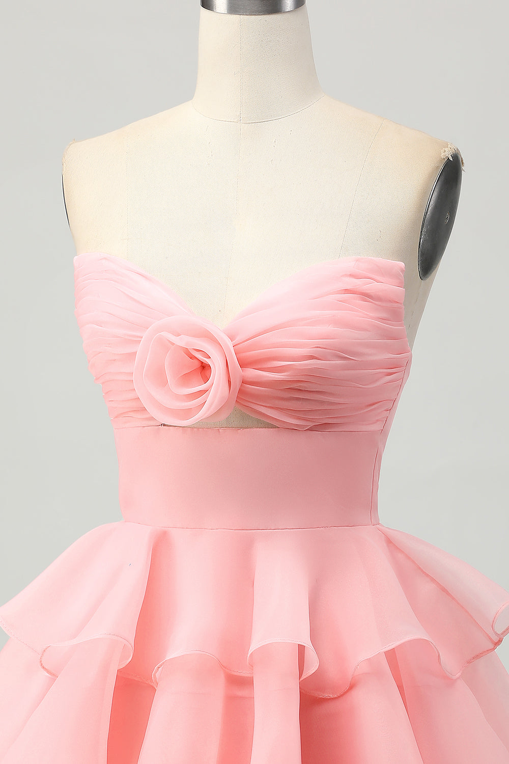 Strapless A-Line Cut Out Tiered Green Homecoming Dress