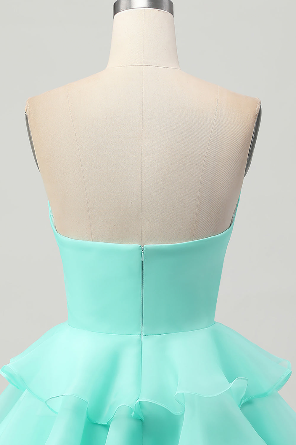 Cute Blush A-Line Tiered Strapless Homecoming Dress