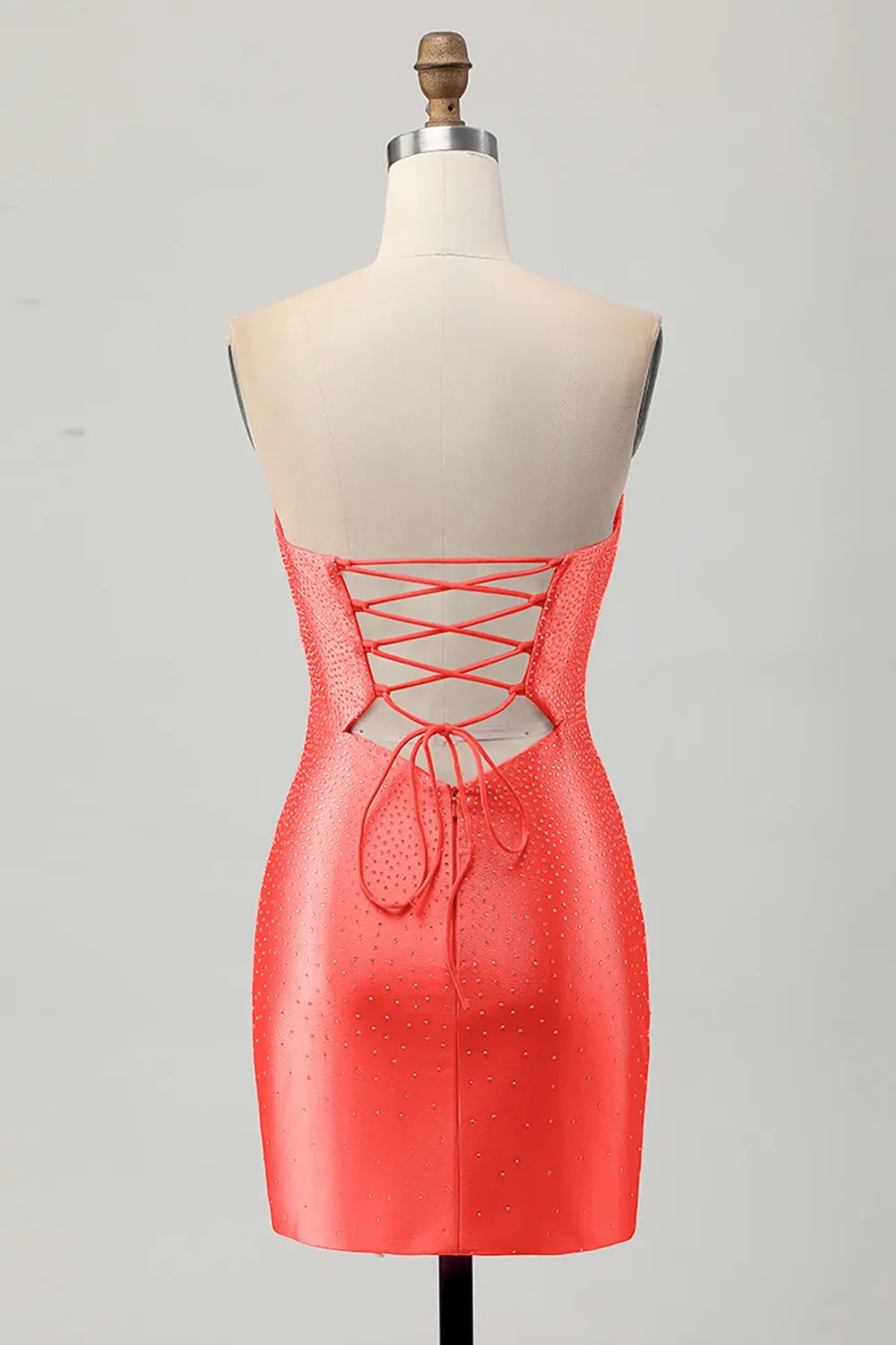 Burgundy Beaded Strapless Cut Out Bodycon Homecoming Dress
