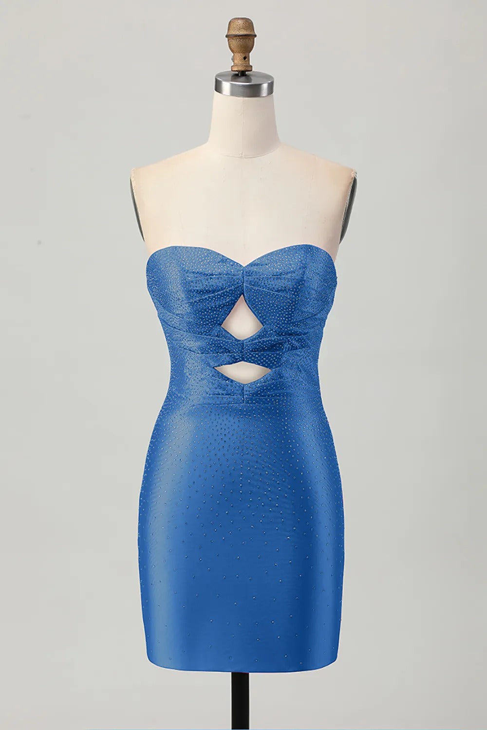 Fuchsia Strapless Cut Out Beaded Bodycon Homecoming Dress