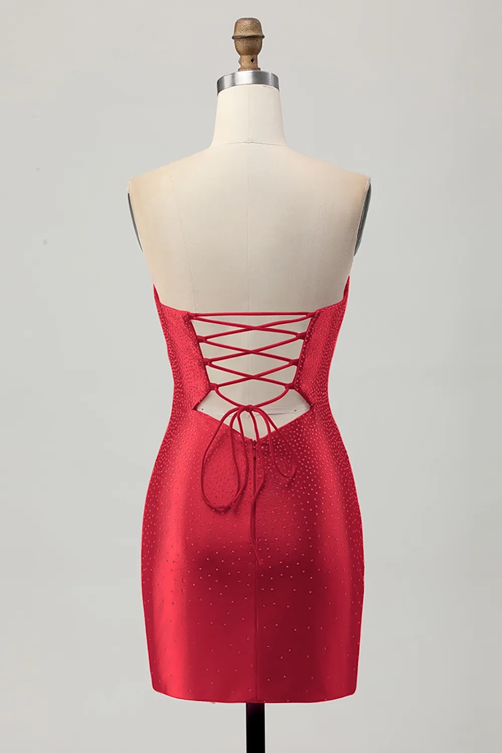 Fuchsia Strapless Cut Out Beaded Bodycon Homecoming Dress